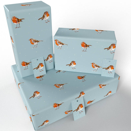 Winter Robins Wrapping Paper • 100% Recycled • Vegan Ink