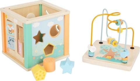 Small Foot Motor Skills Cube Pastel – 5-in-1 Wooden Activity Toy