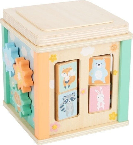 Small Foot Motor Skills Cube Pastel – 5-in-1 Wooden Activity Toy