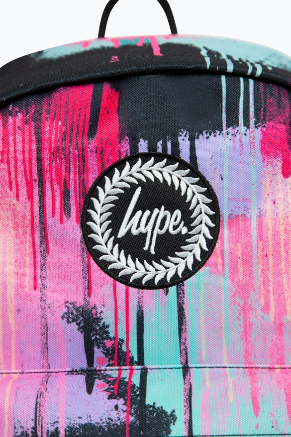 Hype Girls' Black Spray Paint V2 Iconic Backpack - Graffiti Design, Laptop Sleeve, 18L Capacity - Thomas 'Cocky' Hunter