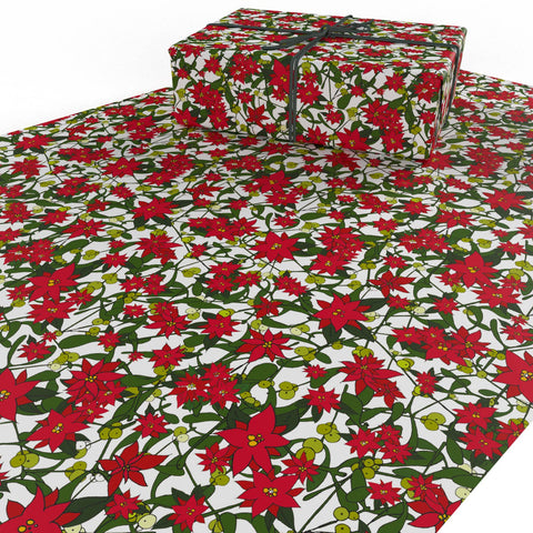 Christmas Poinsettia Wrapping Paper • 100% Recycled - 100gsm