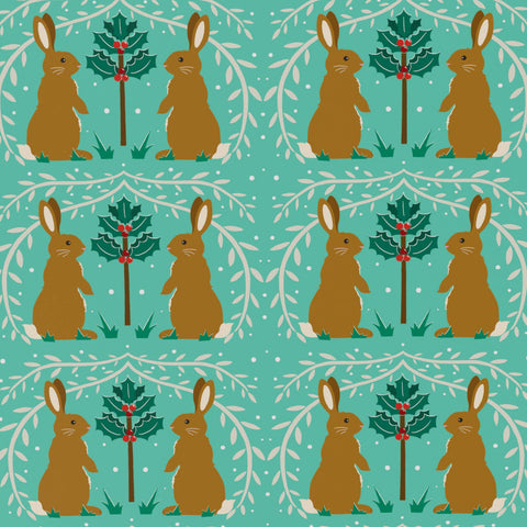 Christmas Rabbits Wrapping Paper • 100% Recycled • Vegan Ink - 100gsm