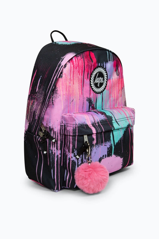 Hype Girls' Black Spray Paint V2 Iconic Backpack - Graffiti Design, Laptop Sleeve, 18L Capacity - Thomas 'Cocky' Hunter