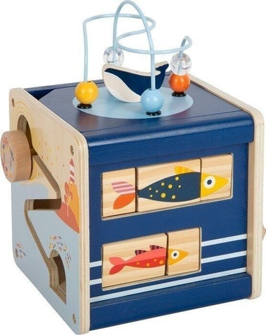 Small Foot Great Ocean Motor Skills Cube – All-in-One Wooden Activity Toy