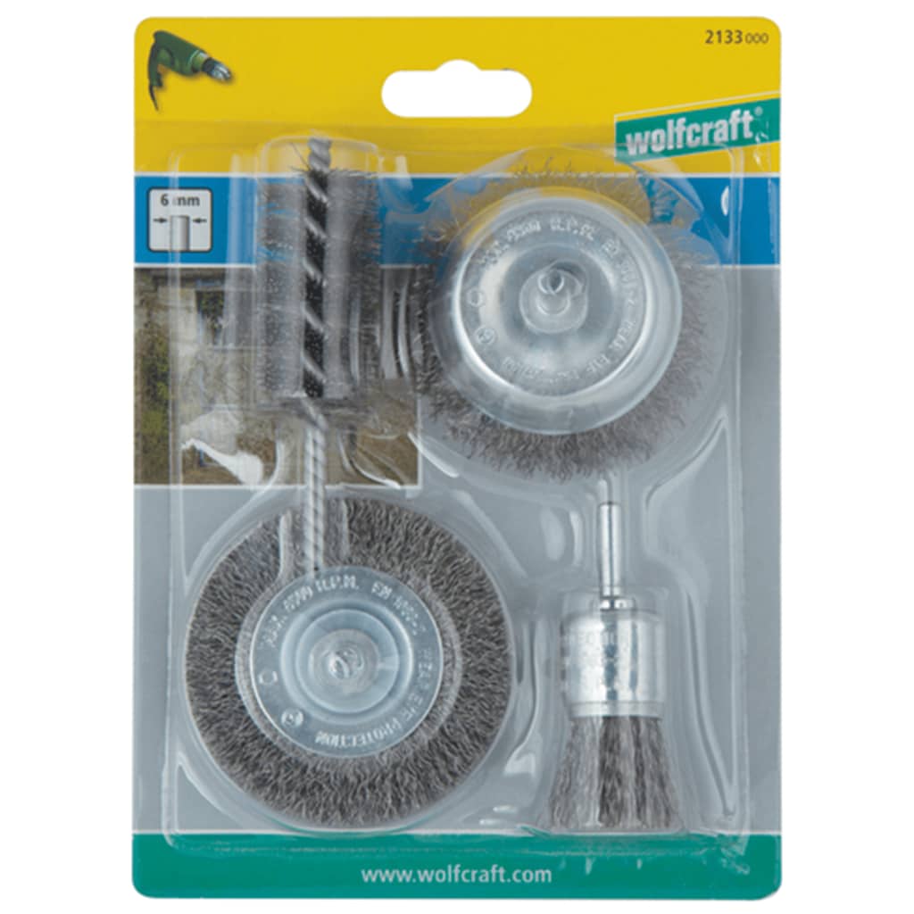 Wolfcraft Wire Brush Set Round Shank 4 Pieces 2133000 - Thomas 'Cocky' Hunter