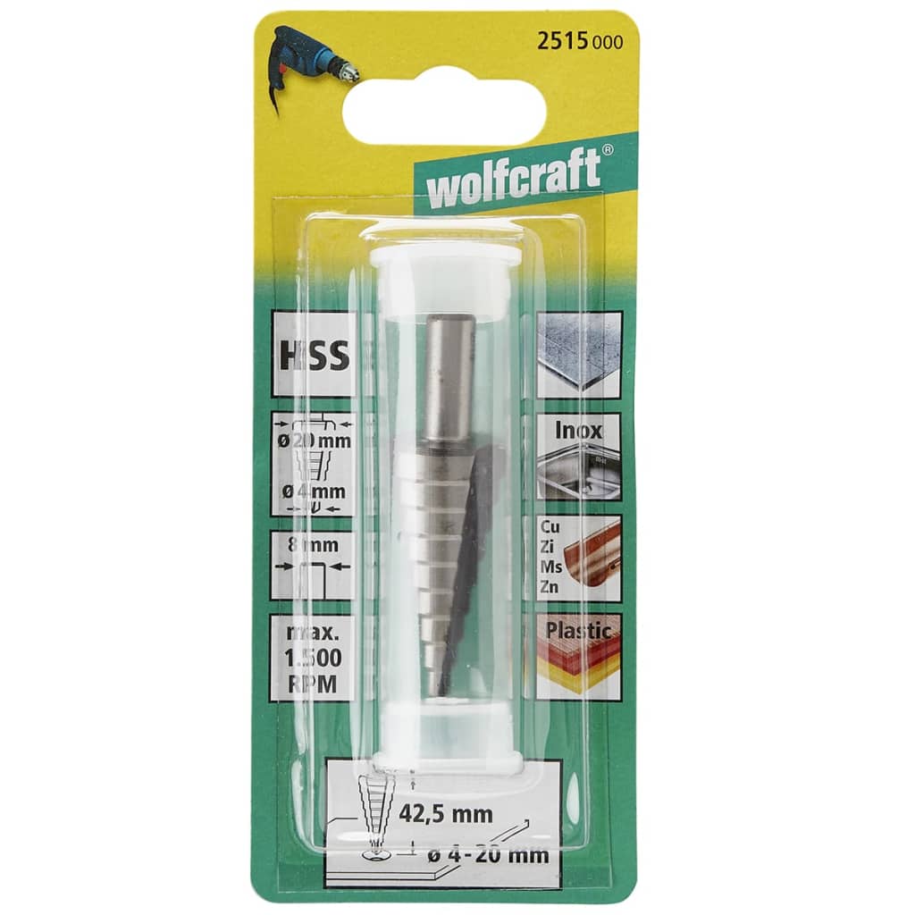 Wolfcraft Step Drill Bit 8 Mm 4-20 Mm Hss Grey 2515000 - Thomas 'Cocky' Hunter