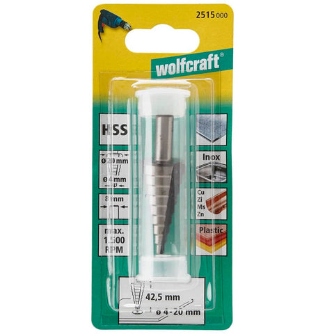 Wolfcraft Step Drill Bit 8 Mm 4-20 Mm Hss Grey 2515000 - Thomas 'Cocky' Hunter