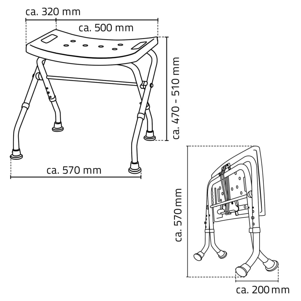 Ridder Folding Bathroom Stool 110 Kg White A0050301 - Thomas 'Cocky' Hunter