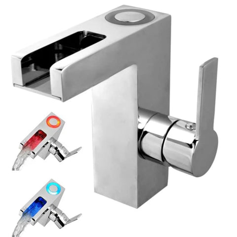 Schütte Led Basin Mixer Tap With Waterfall Spout Orinoco Chrome - Thomas 'Cocky' Hunter