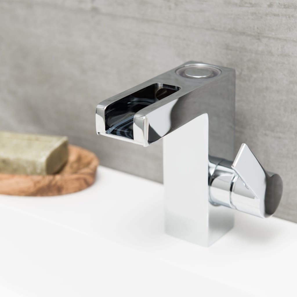 Schütte Led Basin Mixer Tap With Waterfall Spout Orinoco Chrome - Thomas 'Cocky' Hunter