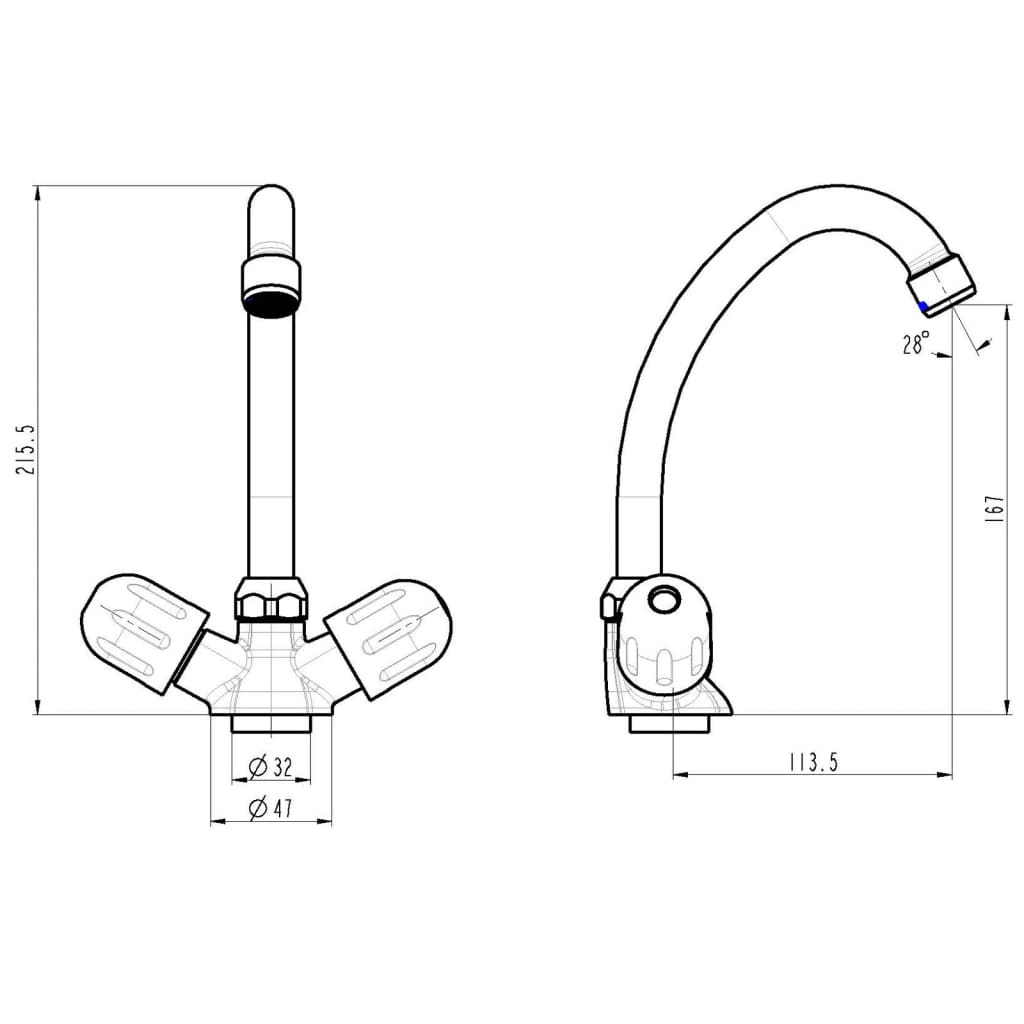 Schütte 2-Handle Sink Mixer Peruzzi Low Pressure Chrome - Thomas 'Cocky' Hunter