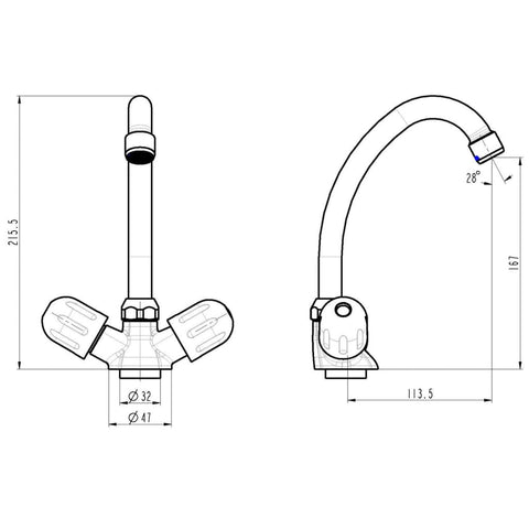 Schütte 2-Handle Sink Mixer Peruzzi Low Pressure Chrome - Thomas 'Cocky' Hunter