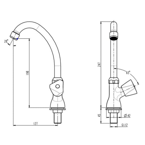 Schütte Cold Water Swivel Tap Carneo Chrome - Thomas 'Cocky' Hunter