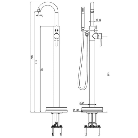 Schütte Bath Shower Mixer Tap With Shower Set Cornwall Chrome - Thomas 'Cocky' Hunter