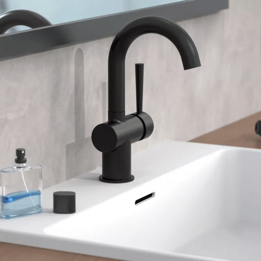 Schütte Basin Mixer Cornwall With Lateral Handle Matte Black - Thomas 'Cocky' Hunter