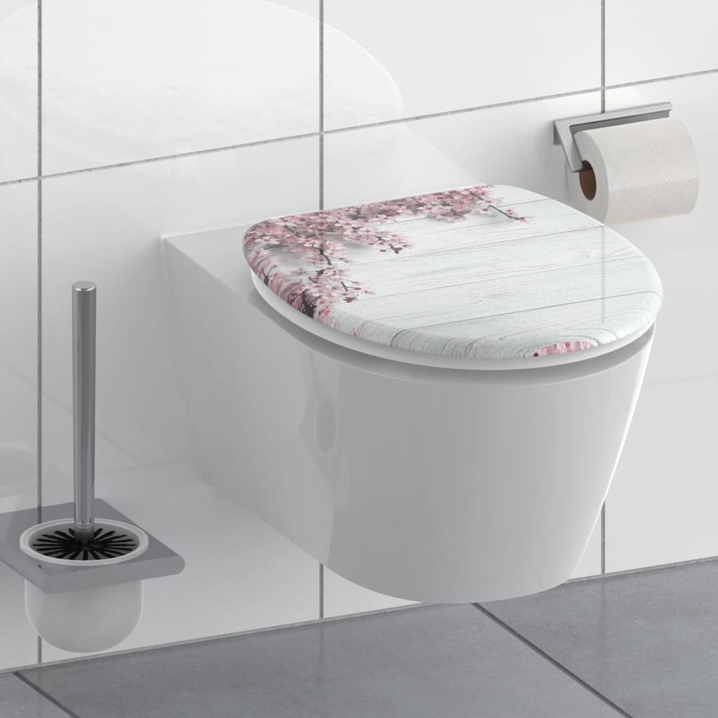 Schütte Toilet Seat With Soft-Close Flowers & Wood - Thomas 'Cocky' Hunter