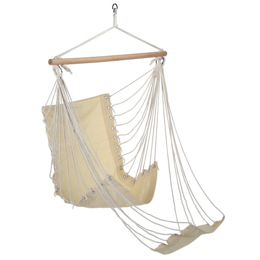 Hi Hammock Chair With Footrest Beige Cotton Canvas - Thomas 'Cocky' Hunter