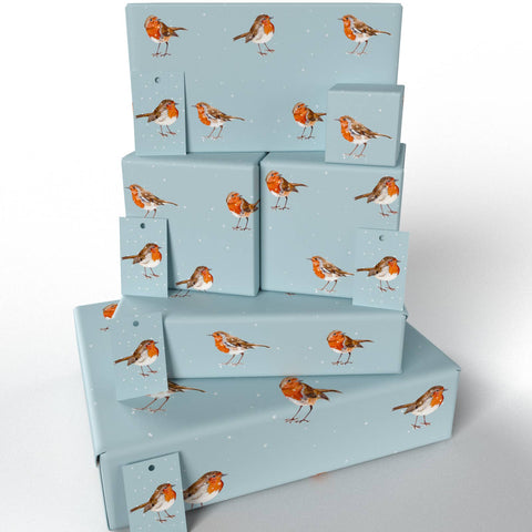 Winter Robins Wrapping Paper • 100% Recycled • Vegan Ink