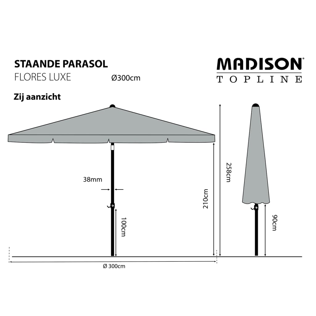 Madison Parasol Flores Luxe 300 Cm Round - Thomas 'Cocky' Hunter