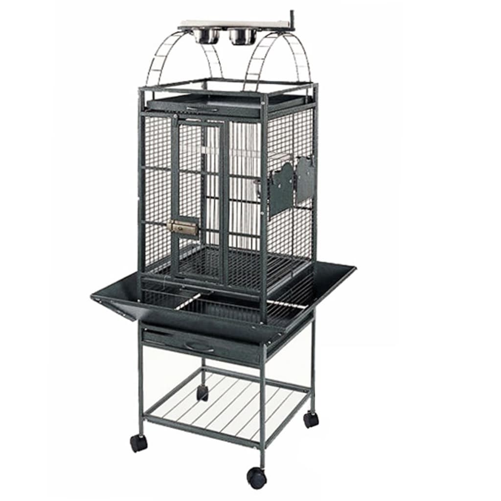 Strong Parrot Cage Villa Helios Silverstone Grey 46X46X149 Cm 93016 - Thomas 'Cocky' Hunter