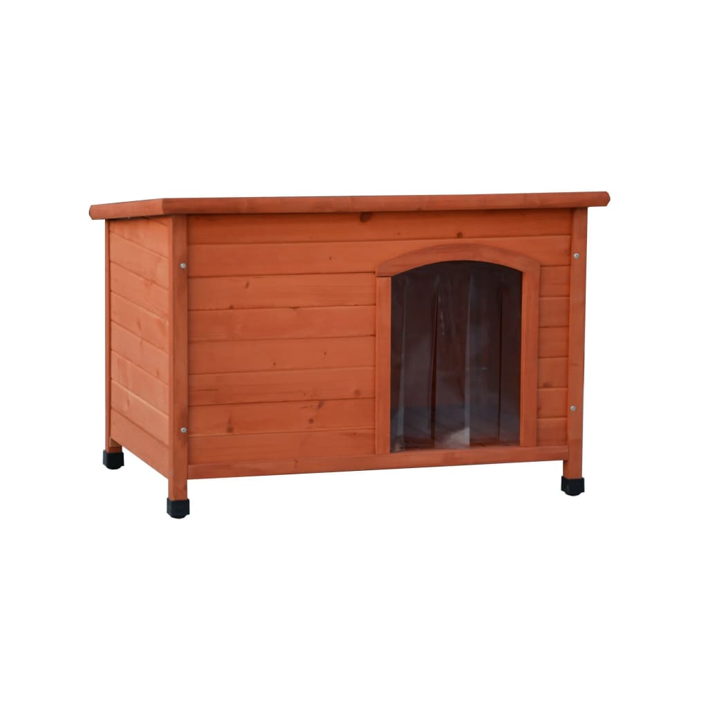 @Pet Dog House With Plastic Flaps Bungalow Natural 85X57X59 Cm - Thomas 'Cocky' Hunter