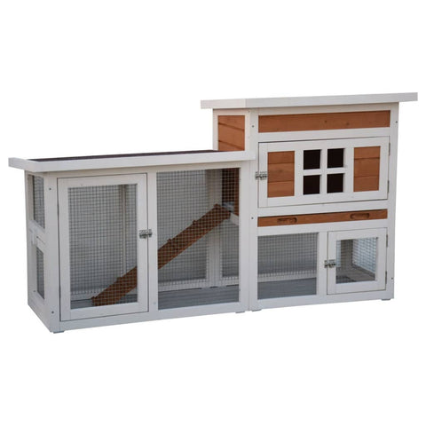 @Pet Rabbit Hutch Villa White And Brown 147X50X80 Cm - Thomas 'Cocky' Hunter