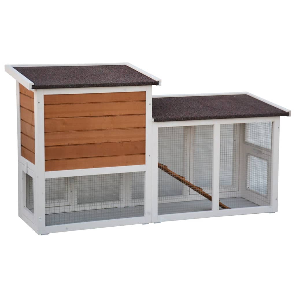 @Pet Rabbit Hutch Villa White And Brown 147X50X80 Cm - Thomas 'Cocky' Hunter