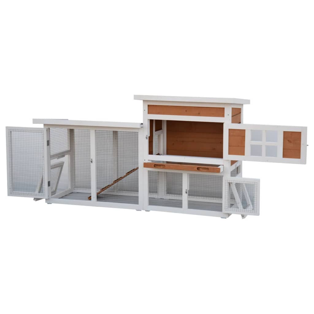 @Pet Rabbit Hutch Villa White And Brown 147X50X80 Cm - Thomas 'Cocky' Hunter