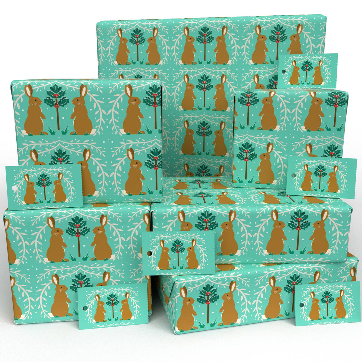 Christmas Rabbits Wrapping Paper • 100% Recycled • Vegan Ink - 100gsm