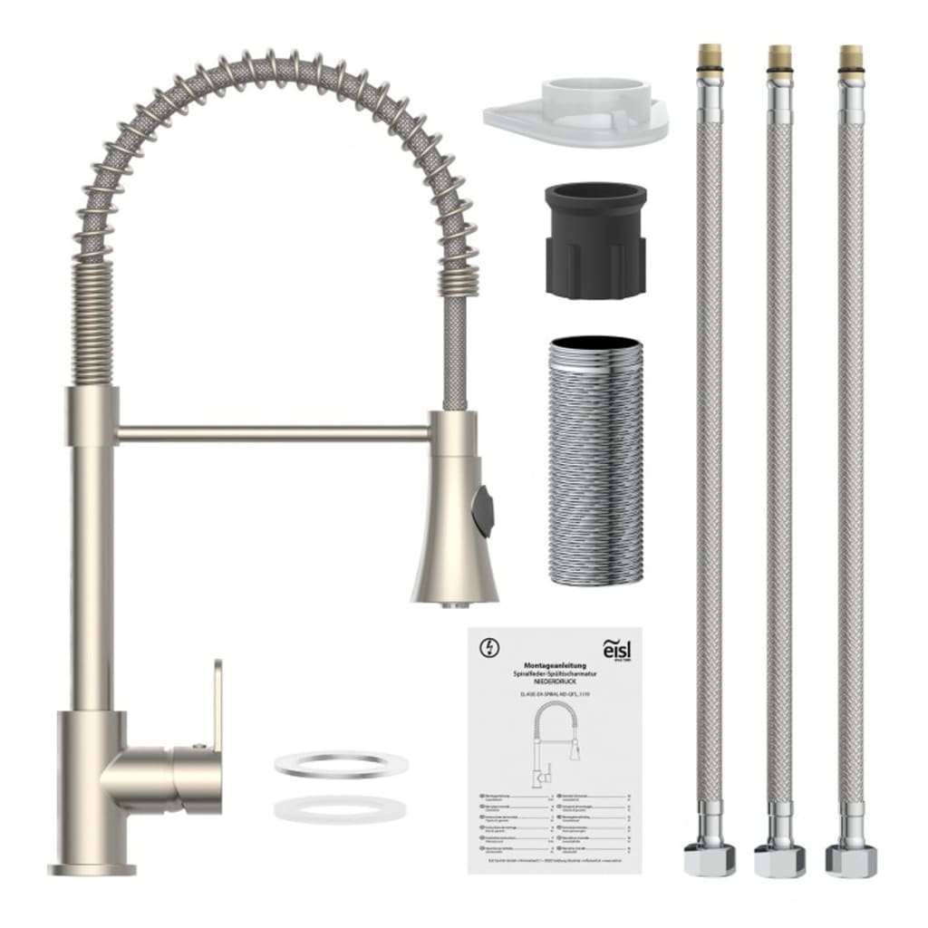 Eisl Kitchen Mixer Tap With Spiral Spring Pull-Out Spray Leon Nickel - Thomas 'Cocky' Hunter