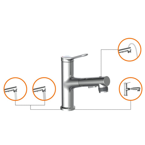 Eisl Basin Mixer Variabile With Pull-Out Spray Chrome - Thomas 'Cocky' Hunter