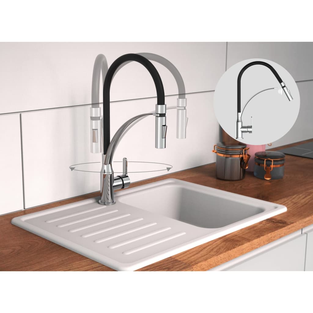 Eisl Kitchen Mixer Tap With Soft-Touch Spout Carneo Chrome-Black - Thomas 'Cocky' Hunter