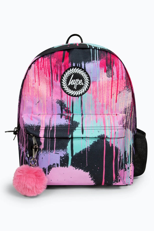 Hype Girls' Black Spray Paint V2 Iconic Backpack - Graffiti Design, Laptop Sleeve, 18L Capacity - Thomas 'Cocky' Hunter