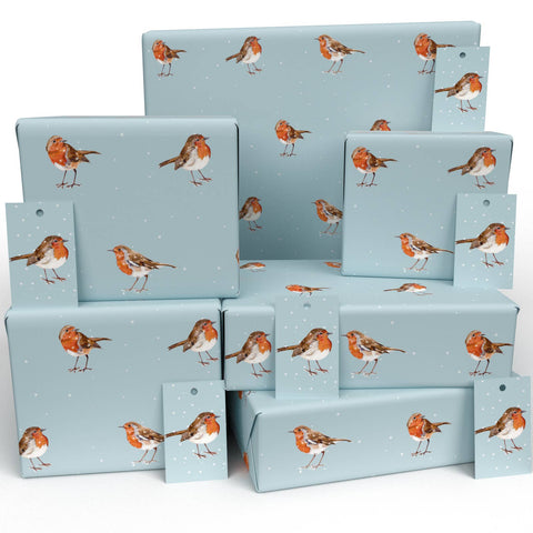 Winter Robins Wrapping Paper • 100% Recycled • Vegan Ink