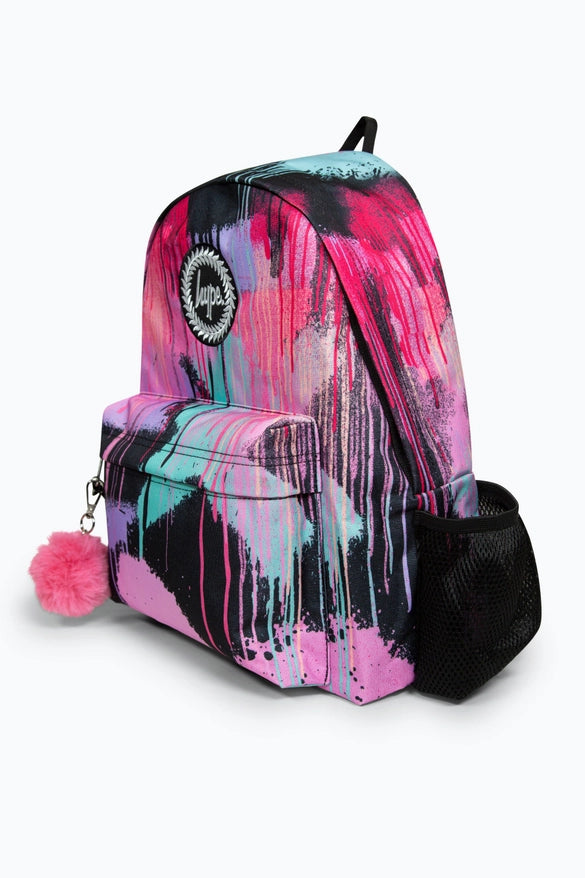 Hype Girls' Black Spray Paint V2 Iconic Backpack - Graffiti Design, Laptop Sleeve, 18L Capacity - Thomas 'Cocky' Hunter