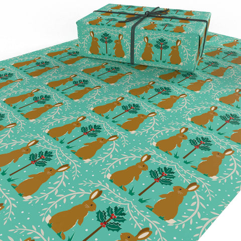 Christmas Rabbits Wrapping Paper • 100% Recycled • Vegan Ink - 100gsm