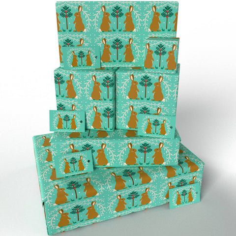 Christmas Rabbits Wrapping Paper • 100% Recycled • Vegan Ink - 100gsm