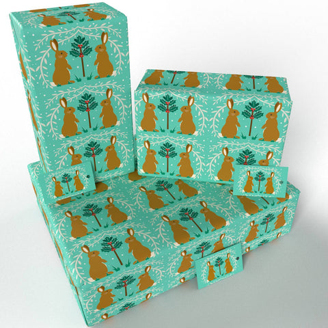 Christmas Rabbits Wrapping Paper • 100% Recycled • Vegan Ink - 100gsm