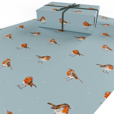 Winter Robins Wrapping Paper • 100% Recycled • Vegan Ink