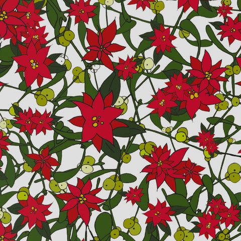 Christmas Poinsettia Wrapping Paper • 100% Recycled - 100gsm