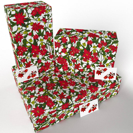 Christmas Poinsettia Wrapping Paper • 100% Recycled - 100gsm