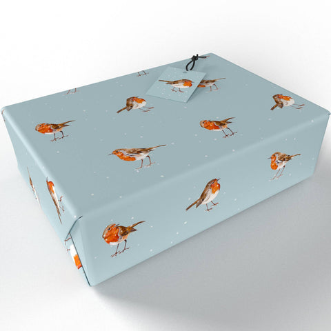 Winter Robins Wrapping Paper • 100% Recycled • Vegan Ink