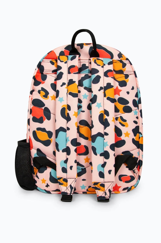 Hype Girls' Iconic Peach Star Leopard Backpack - Multi-Colour, Laptop Sleeve, 18L Capacity - Thomas 'Cocky' Hunter