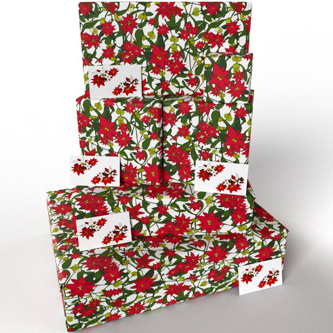 Christmas Poinsettia Wrapping Paper • 100% Recycled - 100gsm